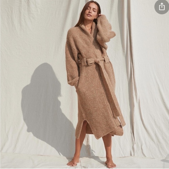 NEW Lunya Chunky Knit Wool Alpaca Blend Belted Robe L/XL Quiet Luxury Minimalist - Picture 16 of 16